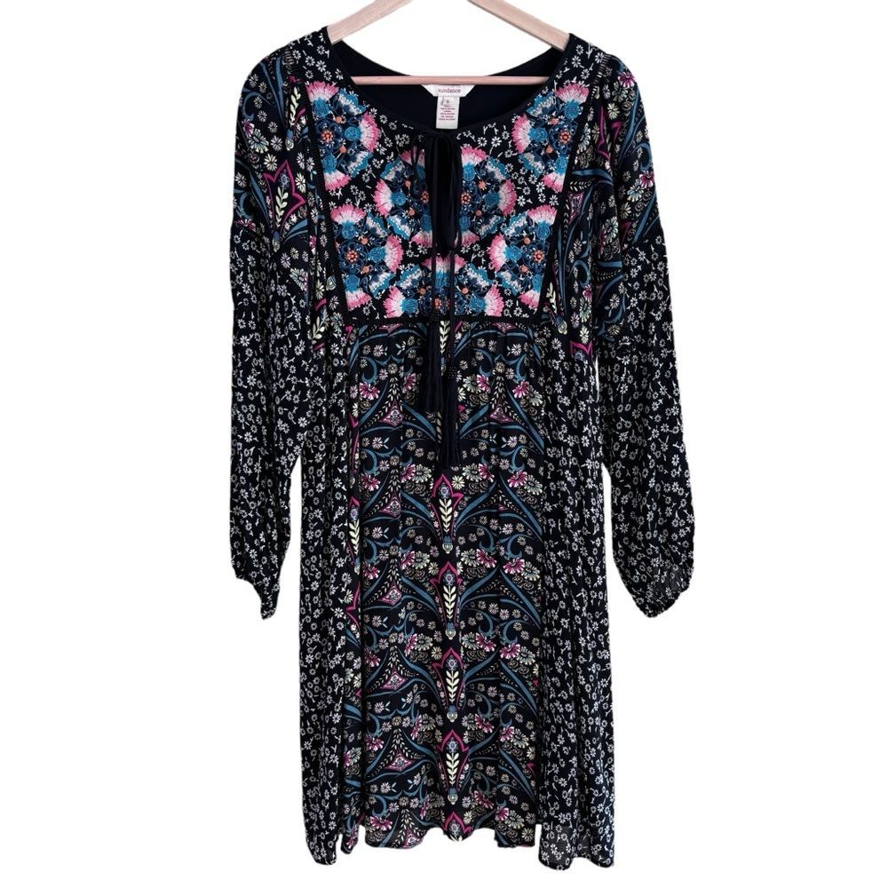 Sundance Women’s Chelsea Morning Peasant Black Floral Dress S